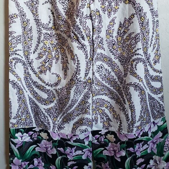 Tahari 100% Linen Boho Tropical Wide Leg Pant Beach Vacation Size Women's Medium - Picture 7 of 11